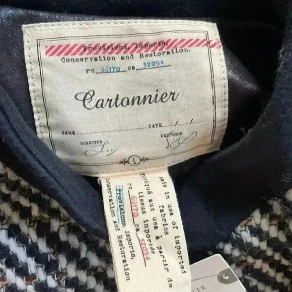 Cartonnier wool Color block tweed long coat NWT L - Picture 9 of 10